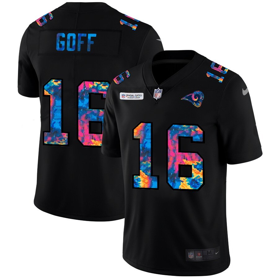 NFL Los Angeles Rams #16 Jared Goff Men Nike MultiColor Black 2020 Crucial Catch Vapor Untouchable Limited Jersey->oakland raiders->NFL Jersey